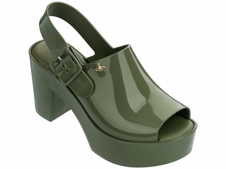 Zapatos Altos Melissa Vivienne Westwood Slingback Mujer - Verde - Argentina APK-390251